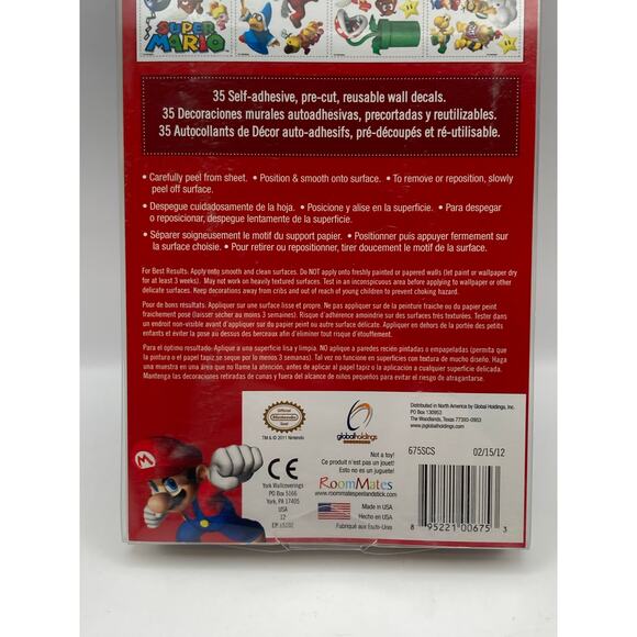 Super Mario Brothers Peel and Stick Wall Stickers 35 Removable Luigi Yoshi Peach - Picture 6 of 6